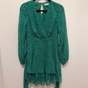 Green polka dot dress